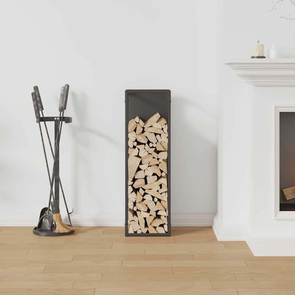 Vedstativ Svart 25X25X80 Cm Kaldvalset Stål