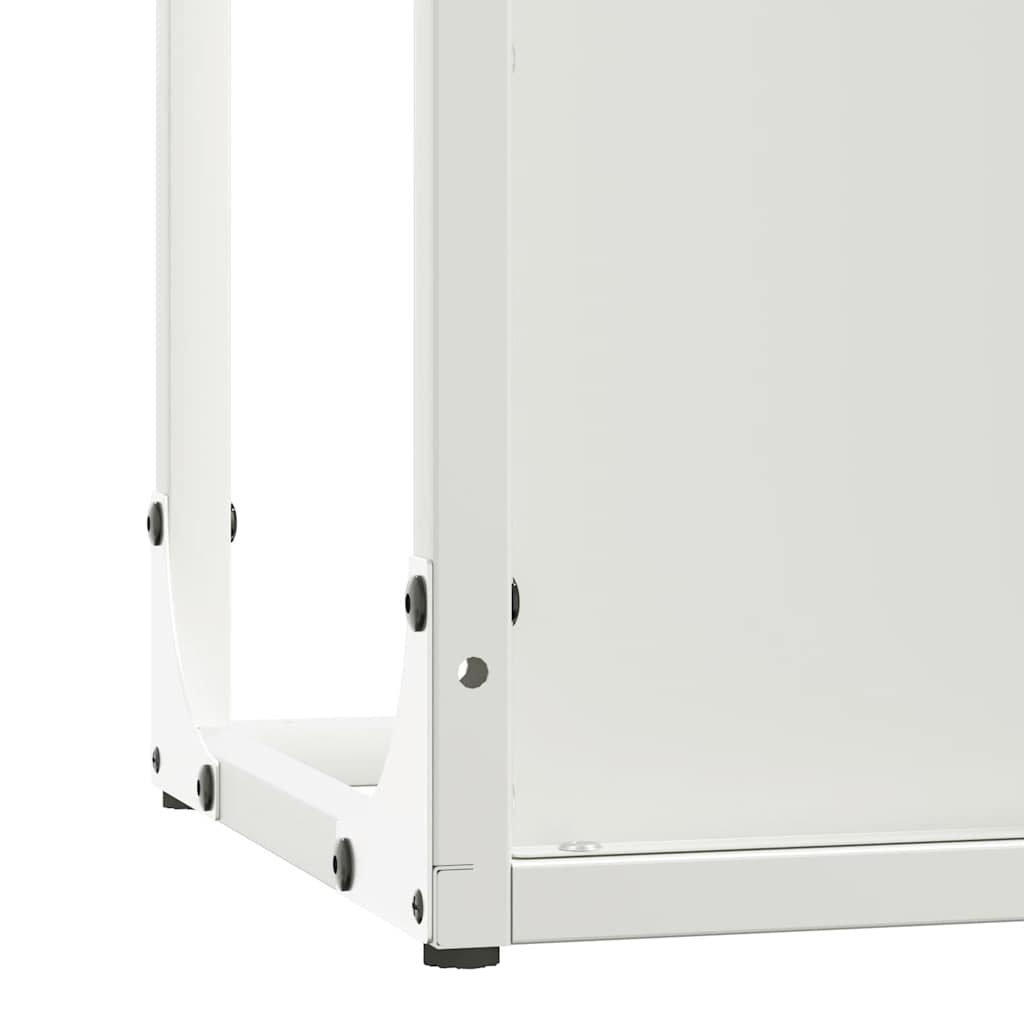 Vedstativ Hvit 25X25X100 Cm Kaldvalset Stål