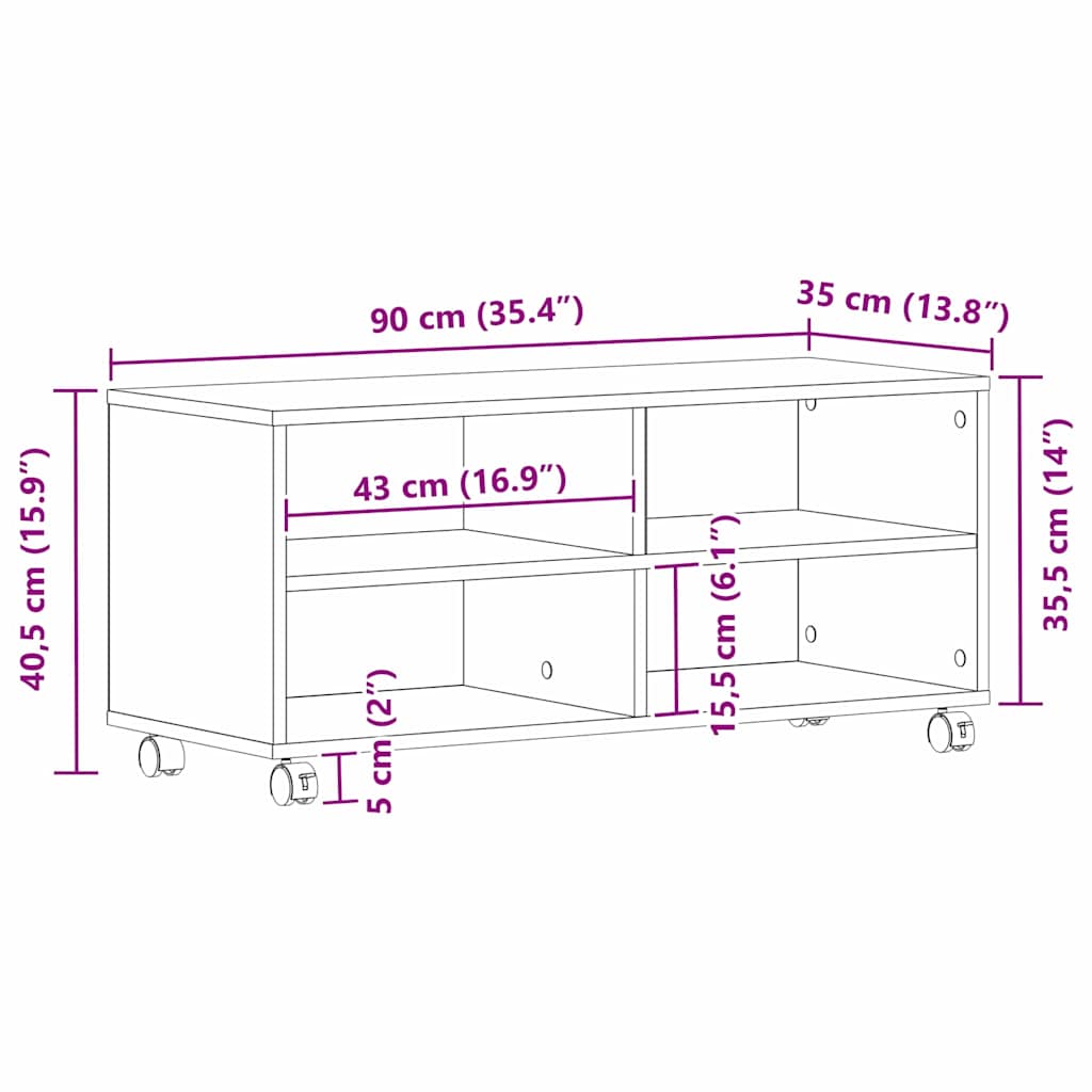 Tv-Skap Brun 90 X 35 X 40.5 Cm Konstruert Tre