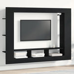Tv-Skap Veggmontert Svart Eik 152 X 22 X 113 Cm Konstruert Tre