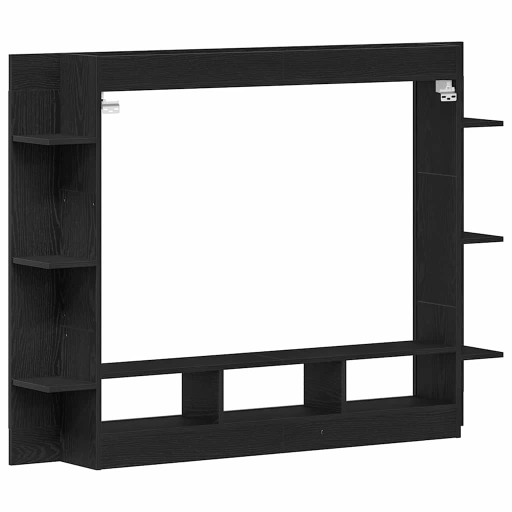 Tv-Skap Veggmontert Svart Eik 152 X 22 X 113 Cm Konstruert Tre