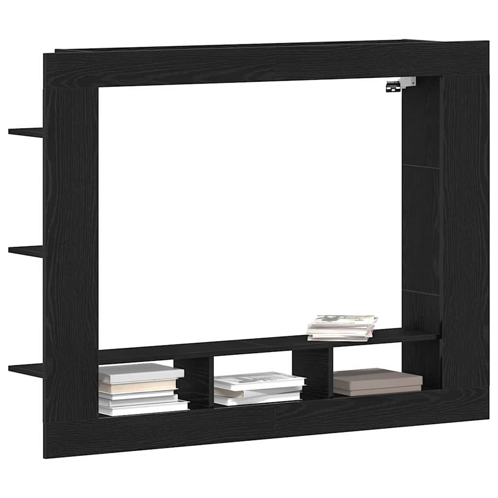 Tv-Skap Veggmontert Svart Eik 152 X 22 X 113 Cm Konstruert Tre