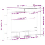 Tv-Skap Veggmontert Svart Eik 152 X 22 X 113 Cm Konstruert Tre