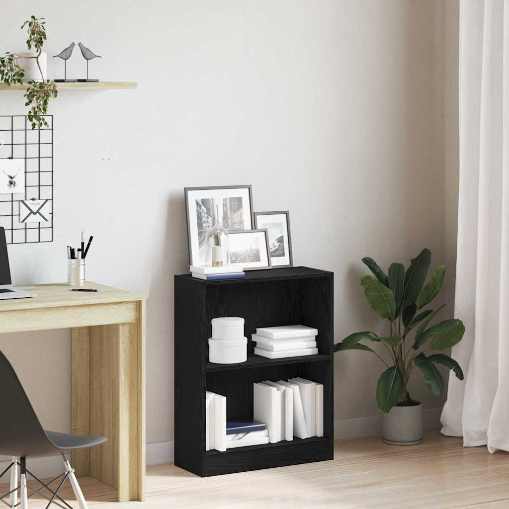 Bokskap Svart Eik 60 X 24 X 76 Cm Konstruert Tre