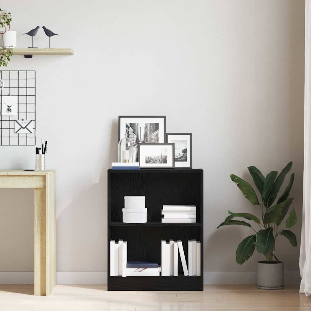 Bokskap Svart Eik 60 X 24 X 76 Cm Konstruert Tre