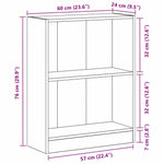 Bokskap Svart Eik 60 X 24 X 76 Cm Konstruert Tre