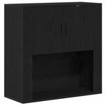 Veggskap Med Hylle Svart Eik 80 X 33 X 80 Cm Konstruert Tre