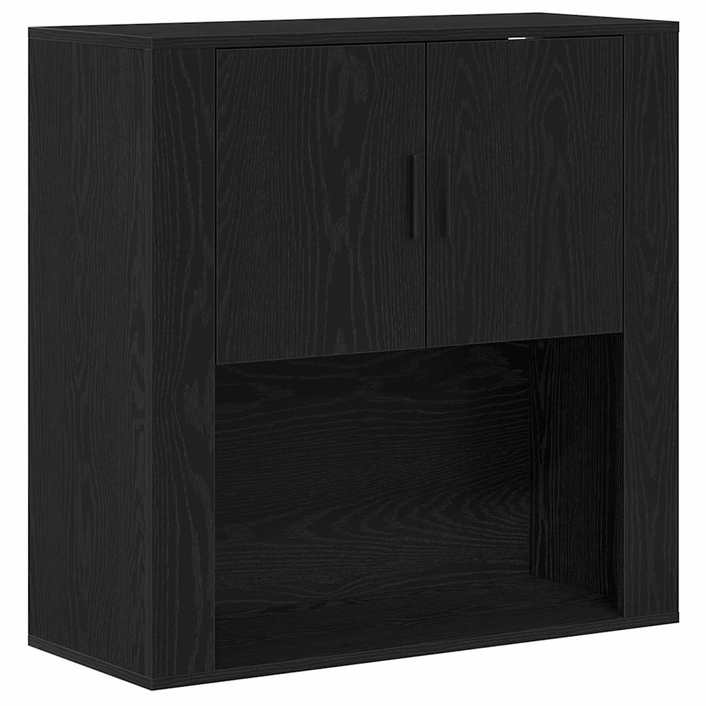 Veggskap Med Hylle Svart Eik 80 X 33 X 80 Cm Konstruert Tre