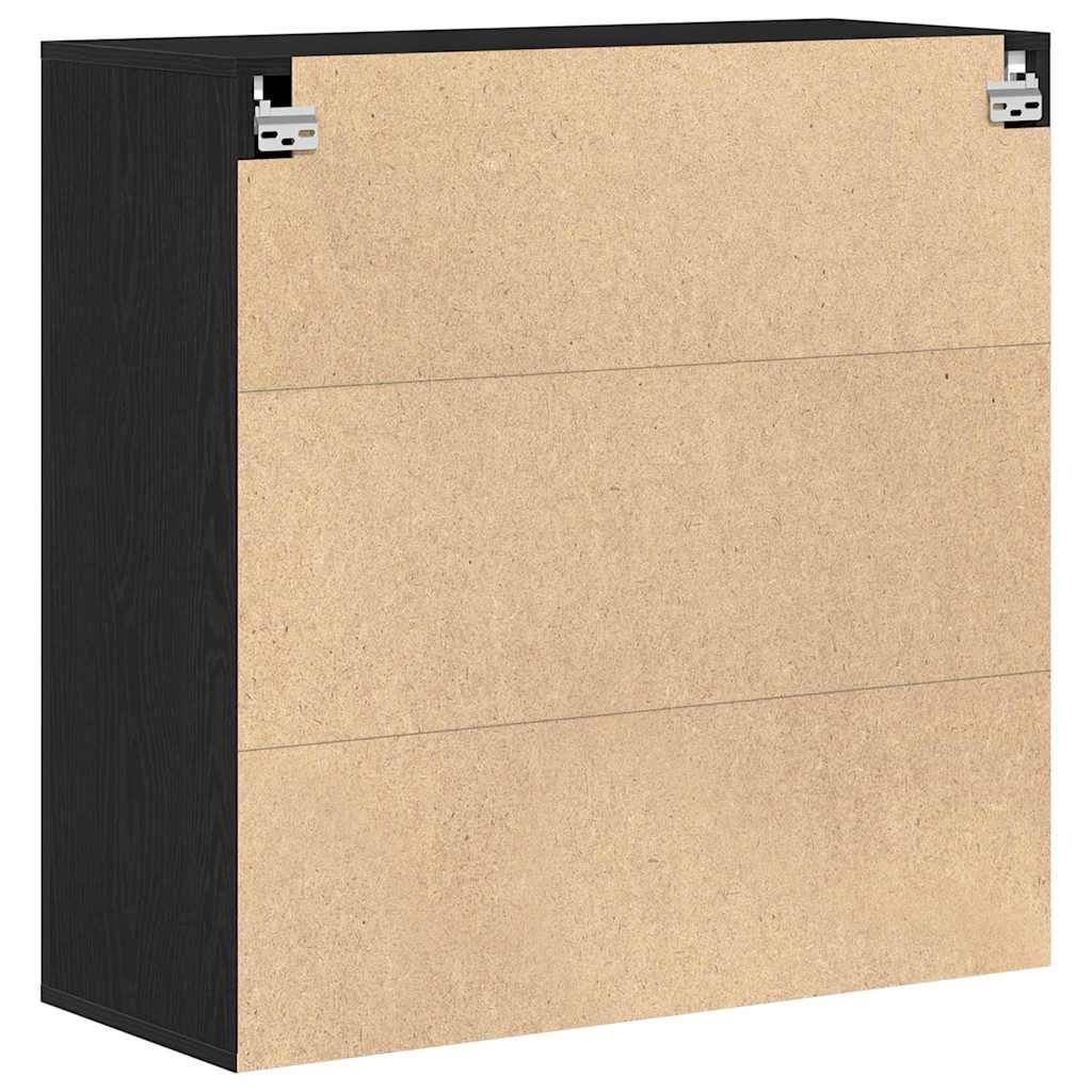 Veggskap Med Hylle Svart Eik 80 X 33 X 80 Cm Konstruert Tre