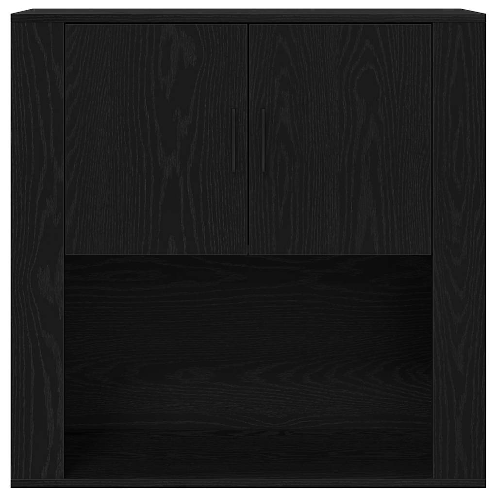 Veggskap Med Hylle Svart Eik 80 X 33 X 80 Cm Konstruert Tre
