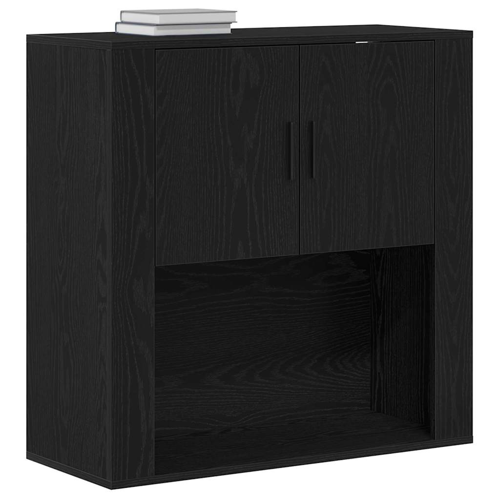 Veggskap Med Hylle Svart Eik 80 X 33 X 80 Cm Konstruert Tre