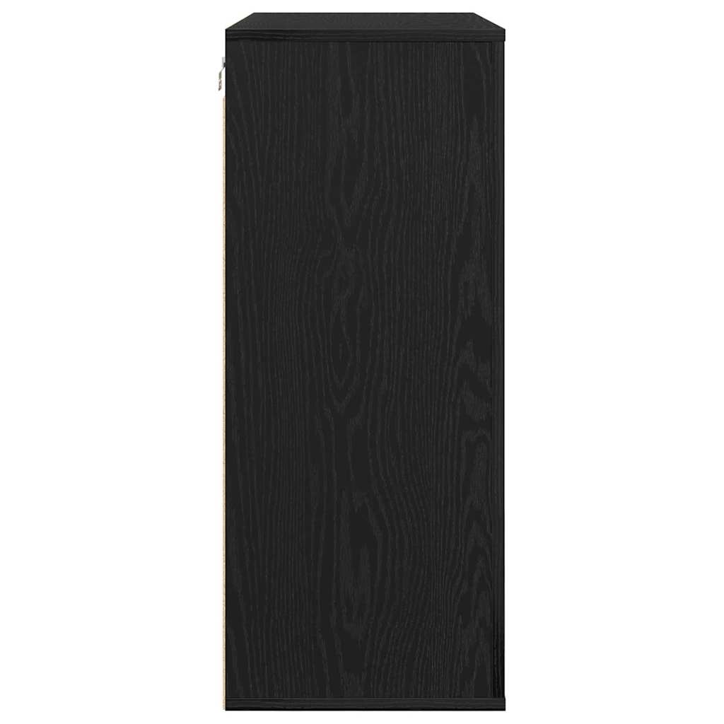Veggskap Med Hylle Svart Eik 80 X 33 X 80 Cm Konstruert Tre