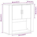 Veggskap Med Hylle Svart Eik 80 X 33 X 80 Cm Konstruert Tre