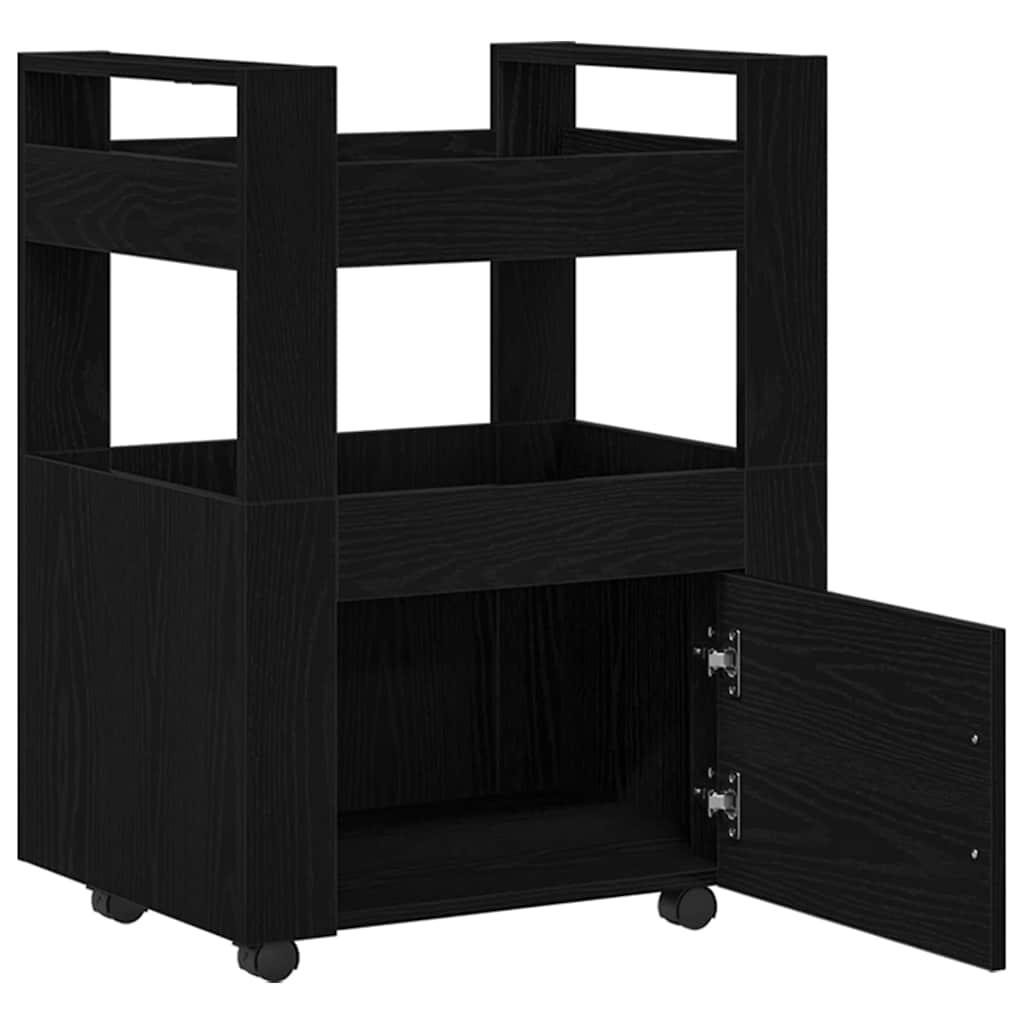 Kjøkkenvogn Svart Eik 60 X 45 X 80 Cm Konstruert Tre