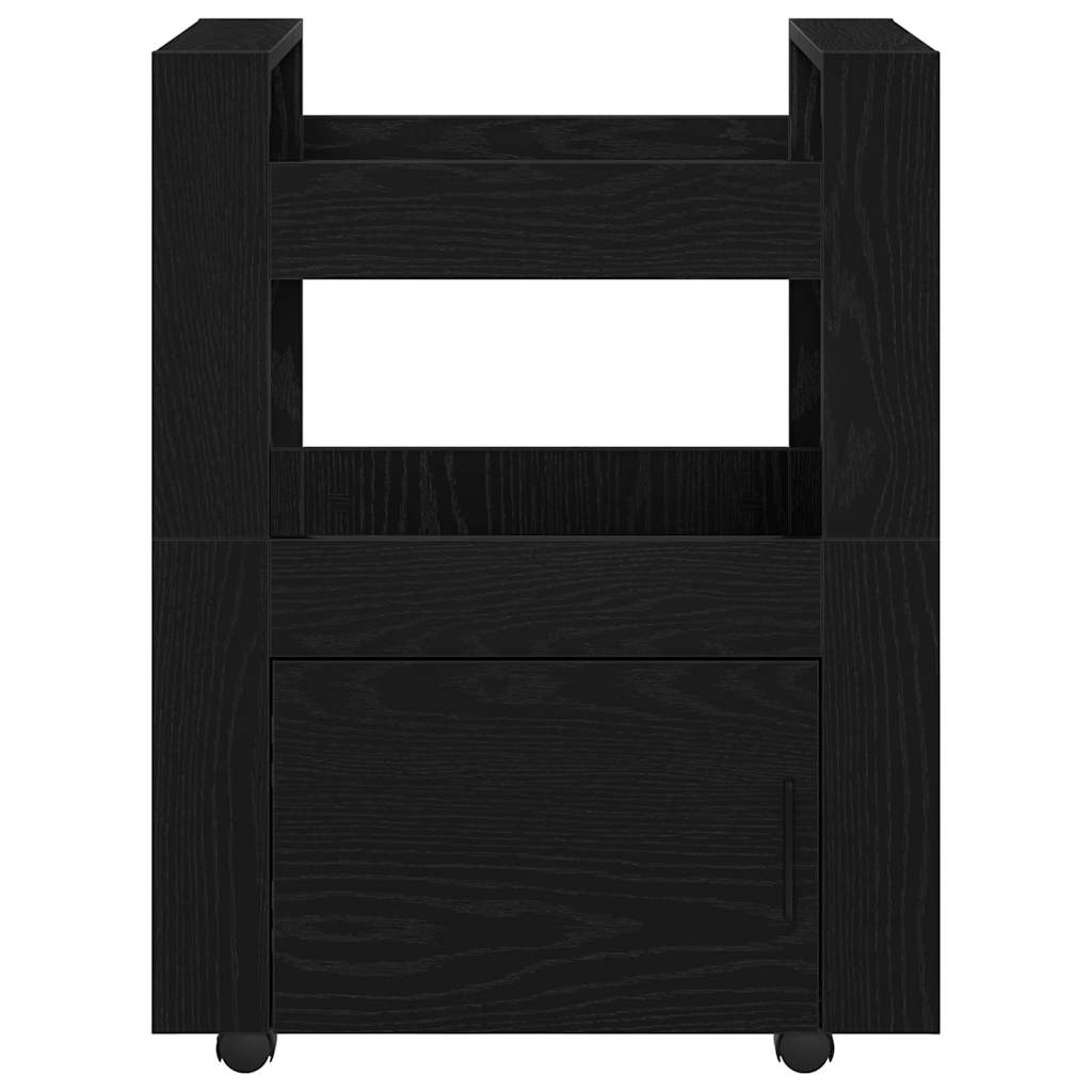 Kjøkkenvogn Svart Eik 60 X 45 X 80 Cm Konstruert Tre
