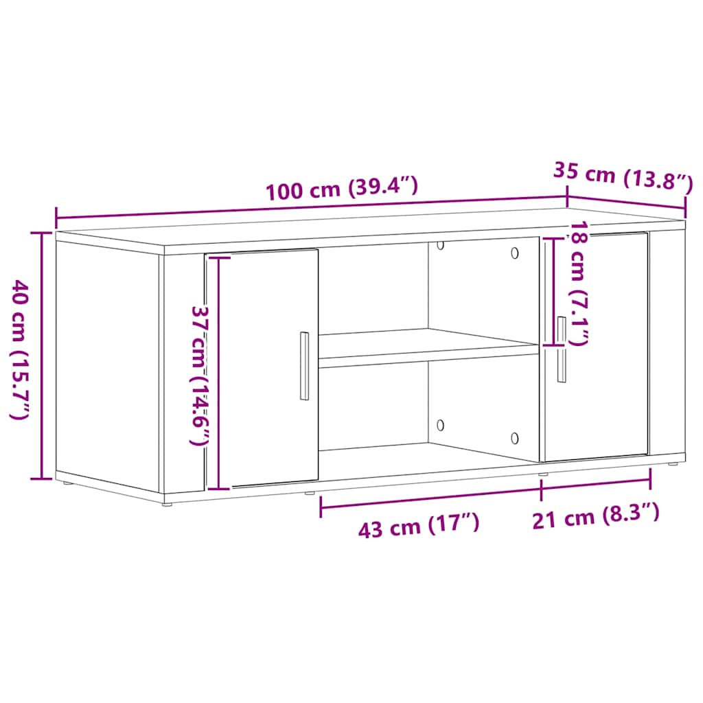 Tv-Skap Artisan Eik 100 X 35 X 40 Cm Konstruert Tre