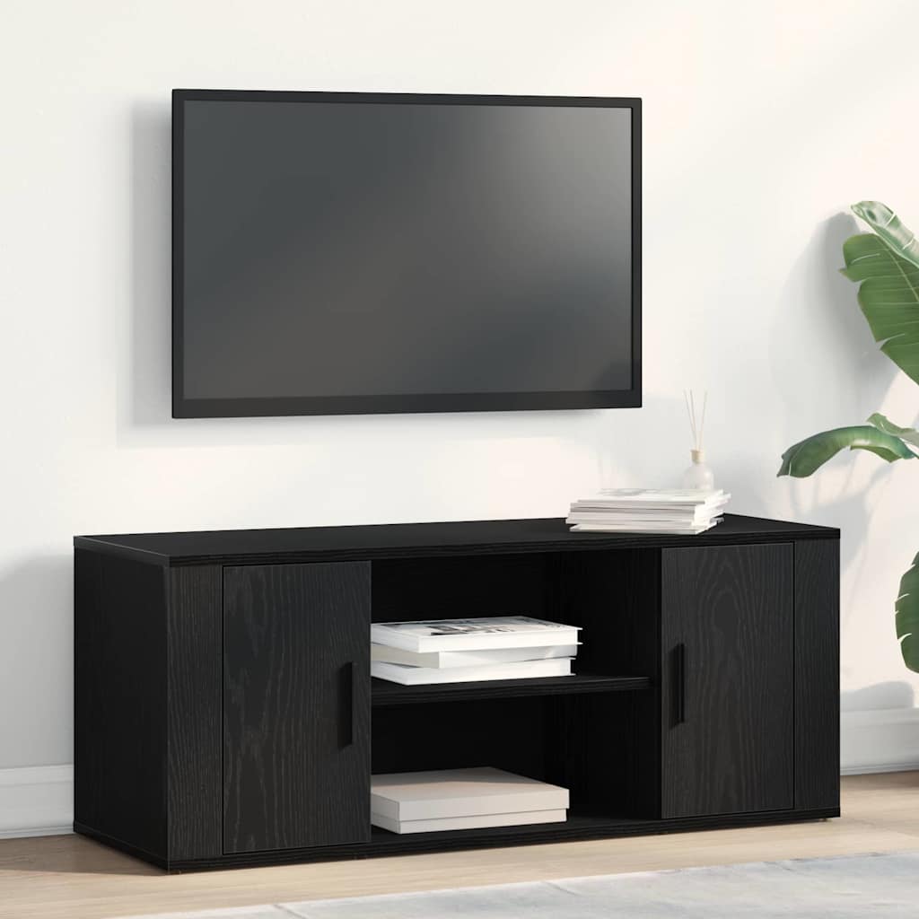 Tv-Skap Svart Eik 100 X 35 X 40 Cm Konstruert Tre