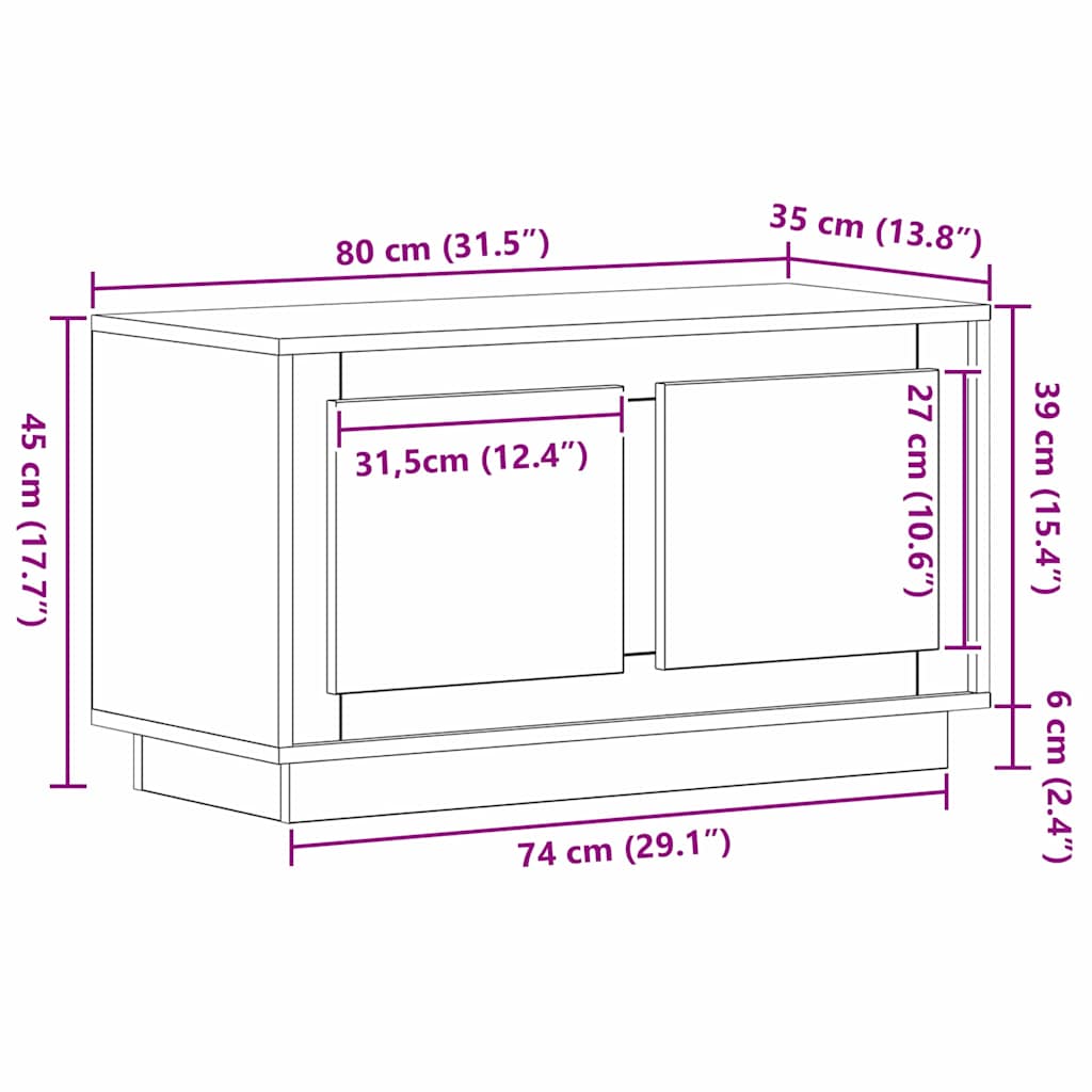 Tv-Skap Artisan Eik 80 X 35 X 45 Cm Konstruert Tre