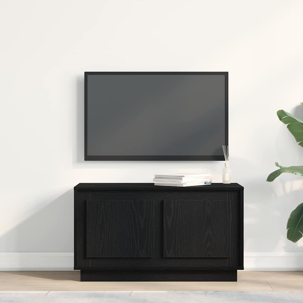 Tv-Skap Svart Eik 80 X 35 X 45 Cm Konstruert Tre