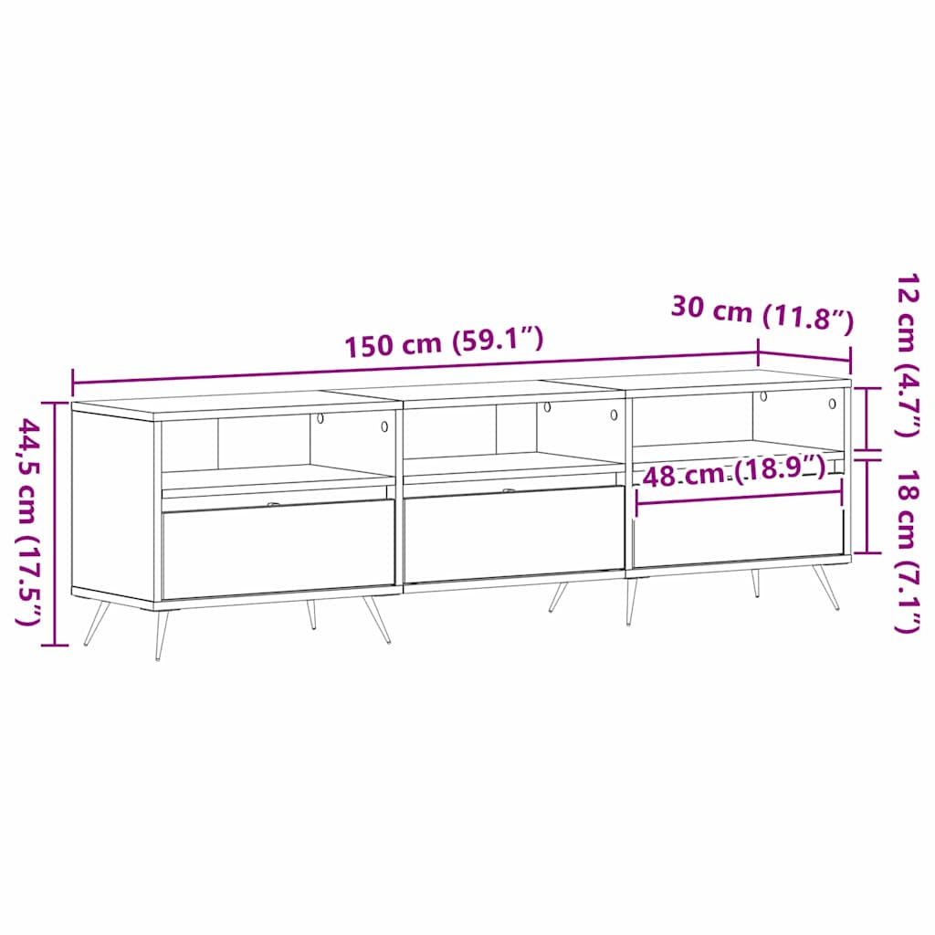 Tv-Skap Artisan Eik 150 X 30 X 44,5 Cm Konstruert Tre