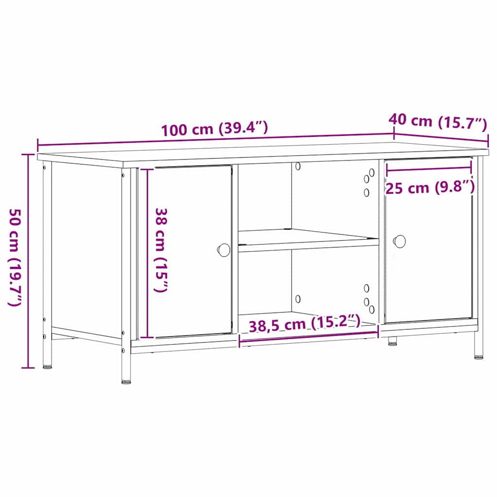 Tv-Skap Artisan Eik 100 X 40 X 50 Cm Konstruert Tre