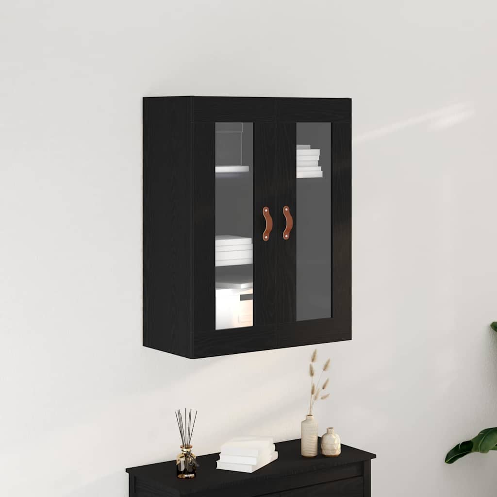 Veggskap Veggmontert Svart Eik 69,5 X 34 X 90 Cm Konstruert Tre