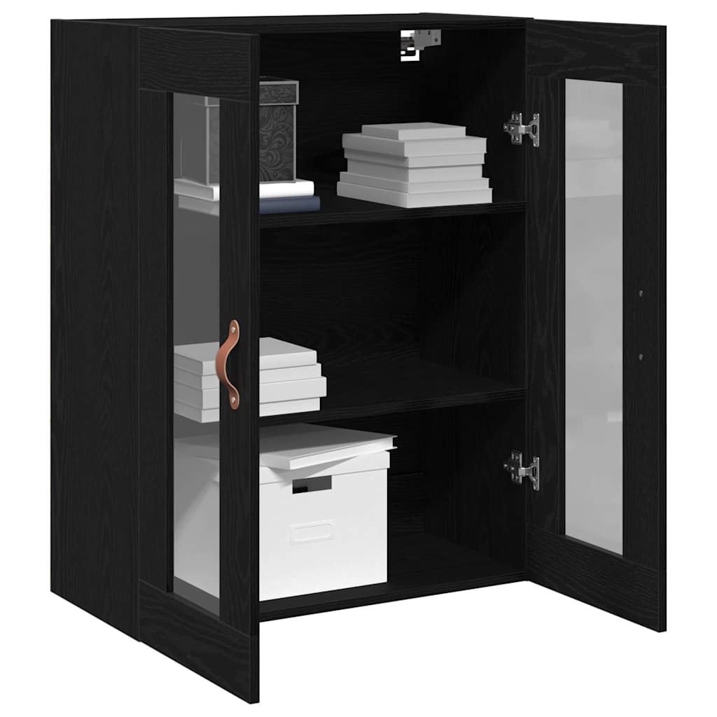 Veggskap Veggmontert Svart Eik 69,5 X 34 X 90 Cm Konstruert Tre