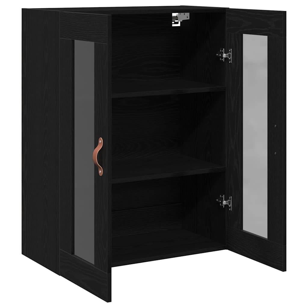 Veggskap Veggmontert Svart Eik 69,5 X 34 X 90 Cm Konstruert Tre