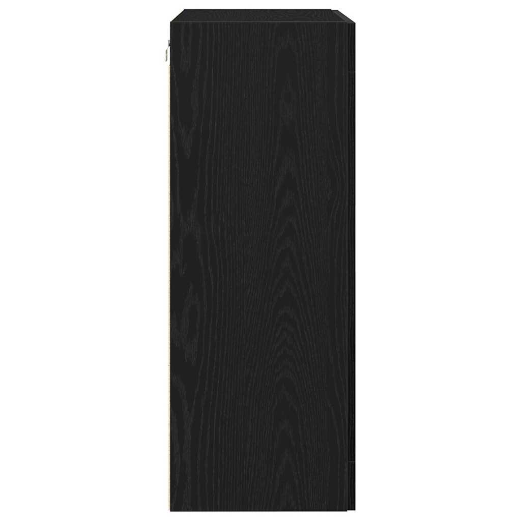 Veggskap Veggmontert Svart Eik 69,5 X 34 X 90 Cm Konstruert Tre