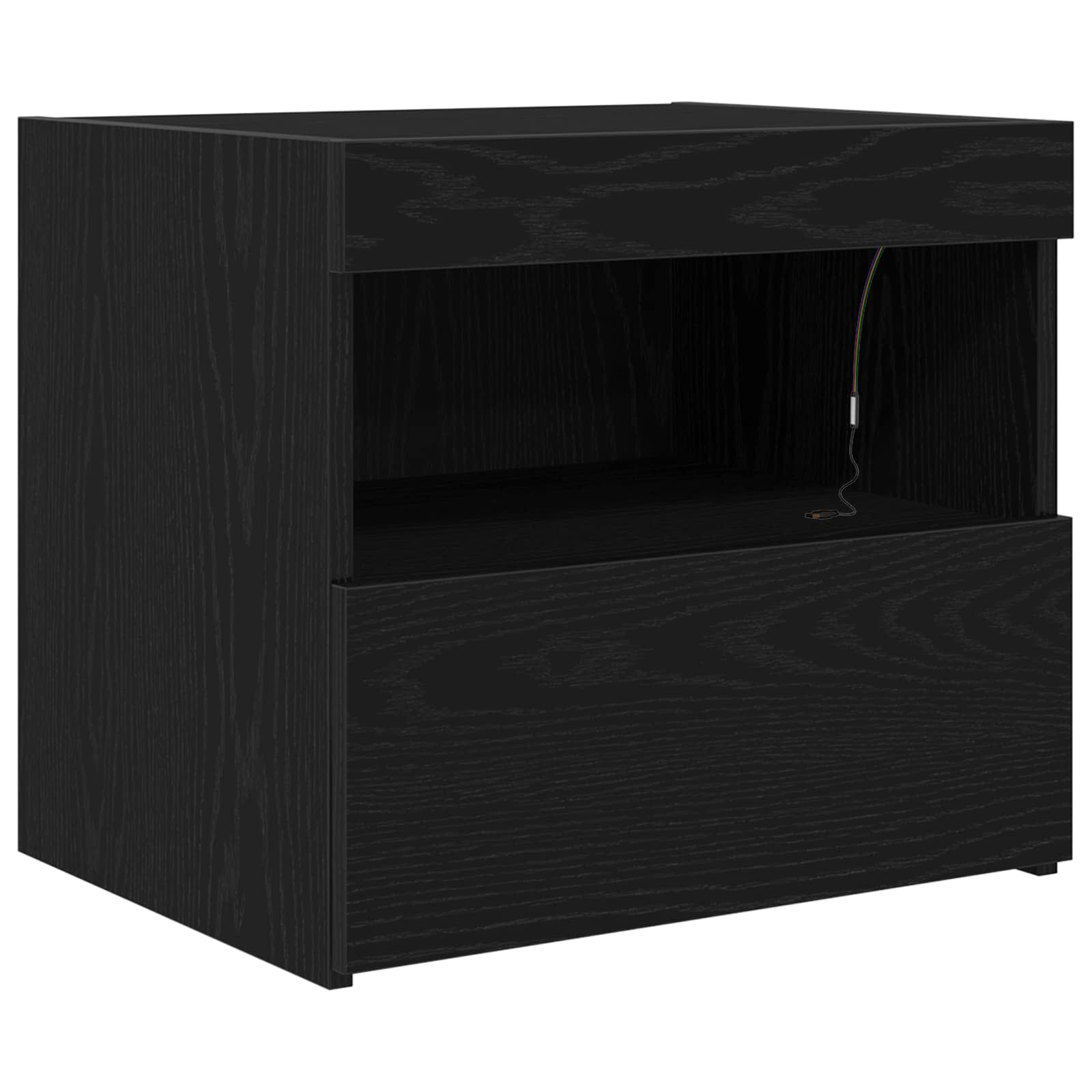 Nattbordskap Med Skuff Svart Eik 50 X 40 X 45 Cm Konstruert Tre