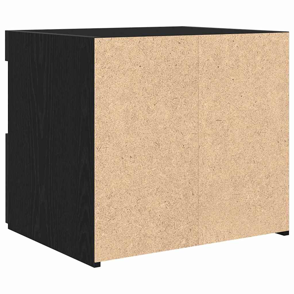 Nattbordskap Med Skuff Svart Eik 50 X 40 X 45 Cm Konstruert Tre