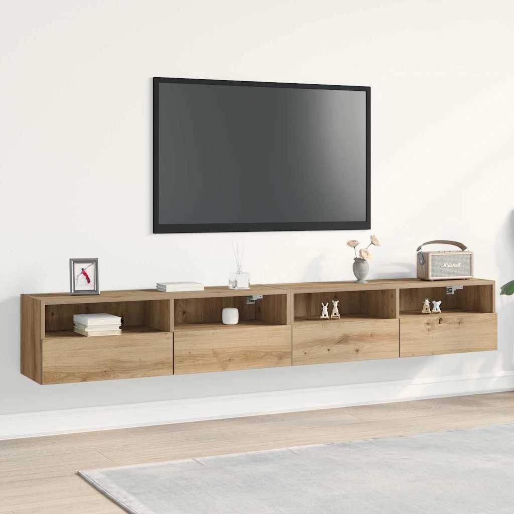 Tv Veggskap 2 Pcs Artisan Eik 100 X 30 X 30 Cm Konstruert Tre