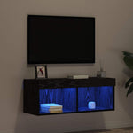 Tv-Benksett Svart Eik 80 X 30 X 30 Cm Konstruert Tre