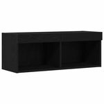 Tv-Benksett Svart Eik 80 X 30 X 30 Cm Konstruert Tre