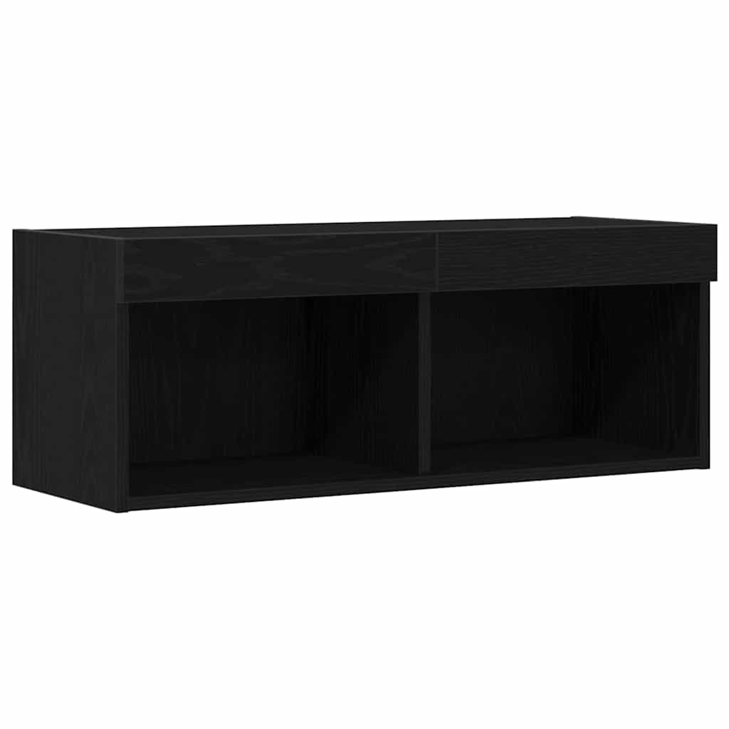 Tv-Benksett Svart Eik 80 X 30 X 30 Cm Konstruert Tre