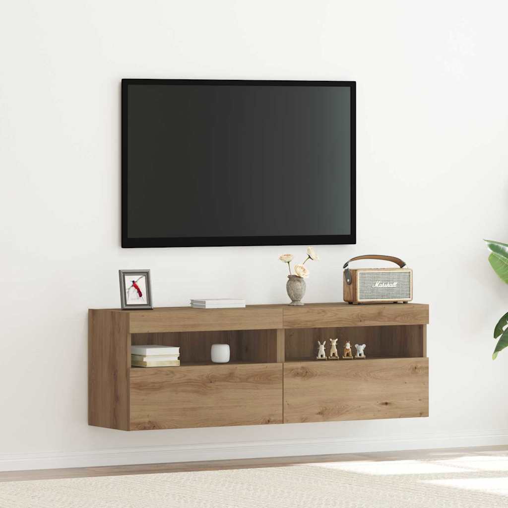 Tv Veggskap 2 Pcs Artisan Eik 60 X 30 X 40 Cm Konstruert Tre