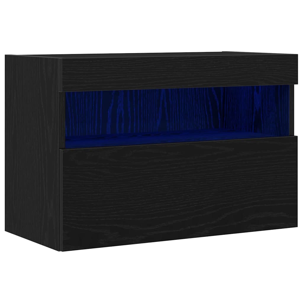 Tv Veggskap Svart Eik 60 X 30 X 40 Cm Konstruert Tre