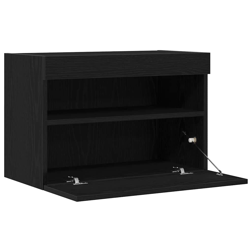 Tv Veggskap Svart Eik 60 X 30 X 40 Cm Konstruert Tre