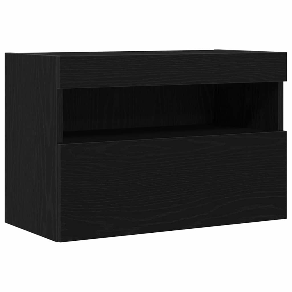 Tv Veggskap Svart Eik 60 X 30 X 40 Cm Konstruert Tre