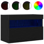Tv Veggskap Svart Eik 60 X 30 X 40 Cm Konstruert Tre