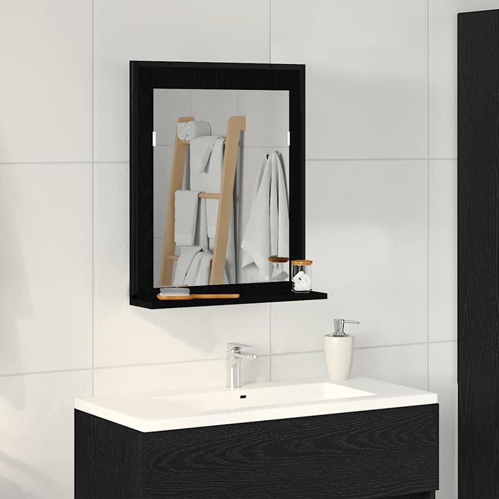 Speil Svart Eik 50 X 12 X 60 Cm Glass Og Konstruert Tre