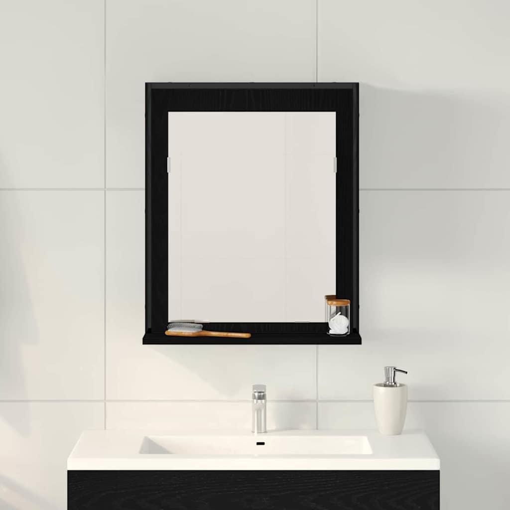 Speil Svart Eik 50 X 12 X 60 Cm Glass Og Konstruert Tre