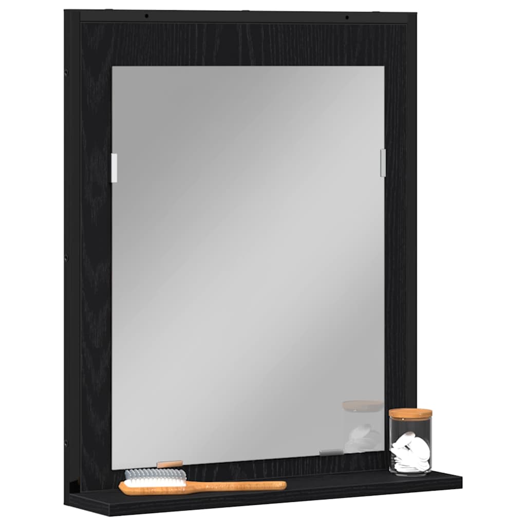 Speil Svart Eik 50 X 12 X 60 Cm Glass Og Konstruert Tre
