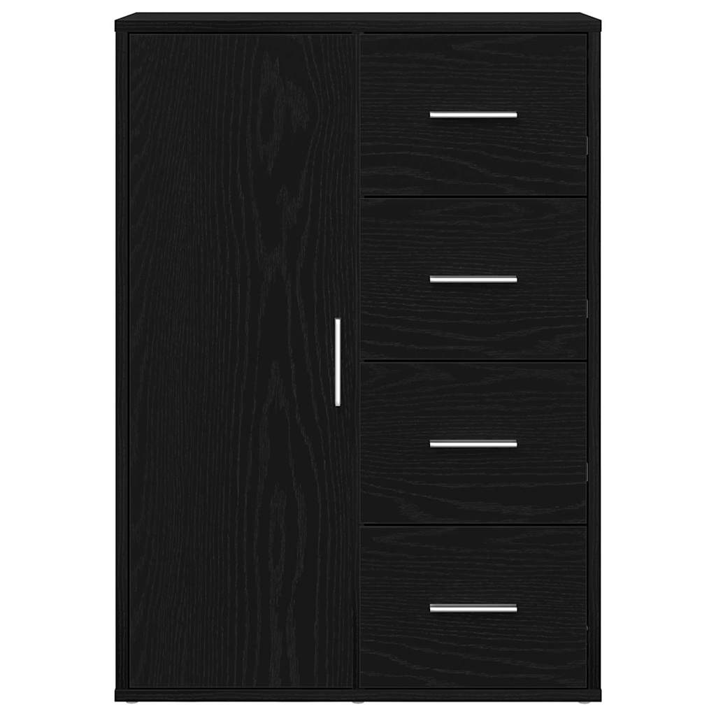 Serviesskap Med Skuff Svart Eik 60 X 31 X 84 Cm Konstruert Tre