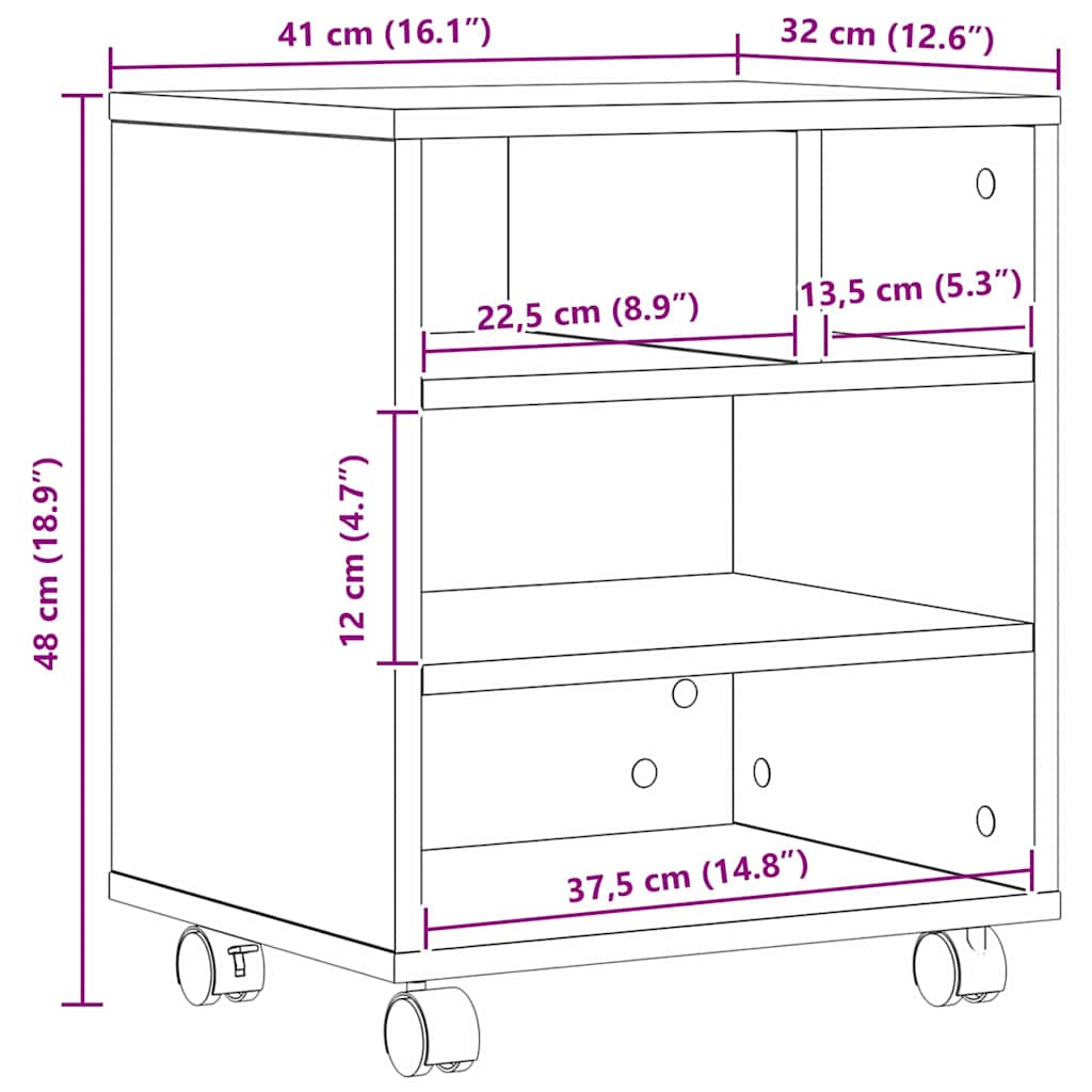 Skiverstativ Svart Eik 41 X 32 X 48 Cm Konstruert Tre