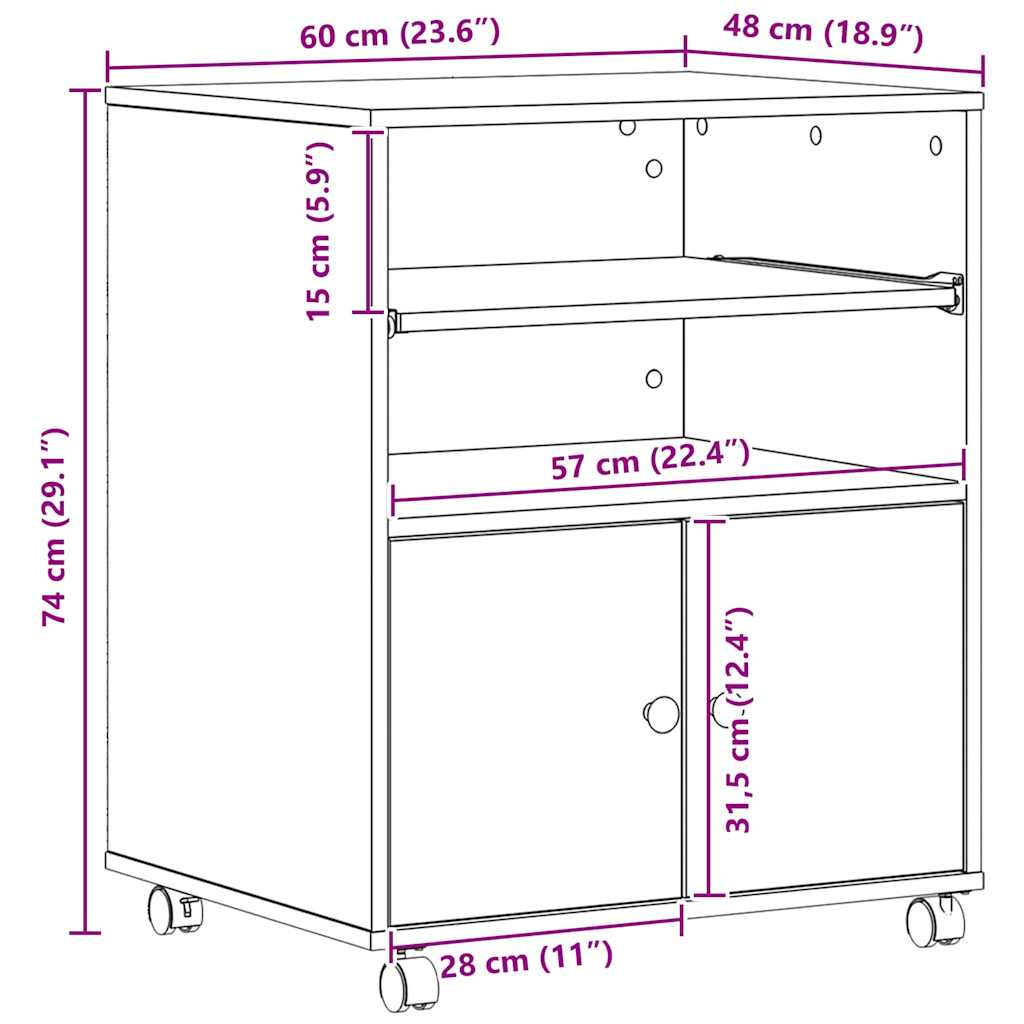Skiverstativ Svart Eik 60 X 48 X 74 Cm Konstruert Tre