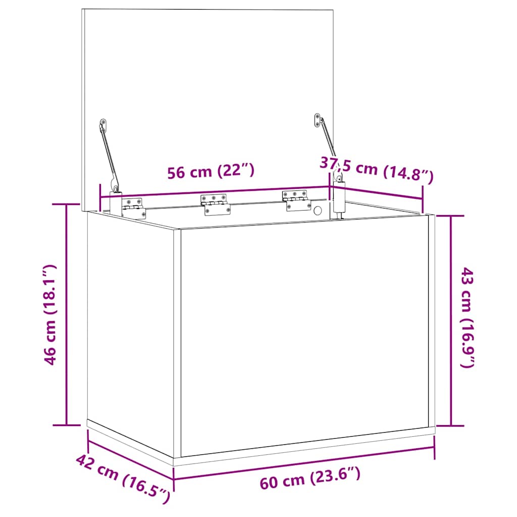 Lagringsboks Gammelt Tre 60 X 42 X 46 Cm Konstruert Tre
