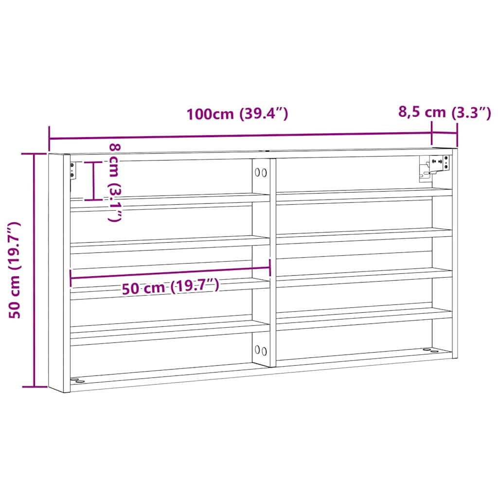 Visningsskap Svart Eik 100 X 8,5 X 50 Cm Konstruert Tre
