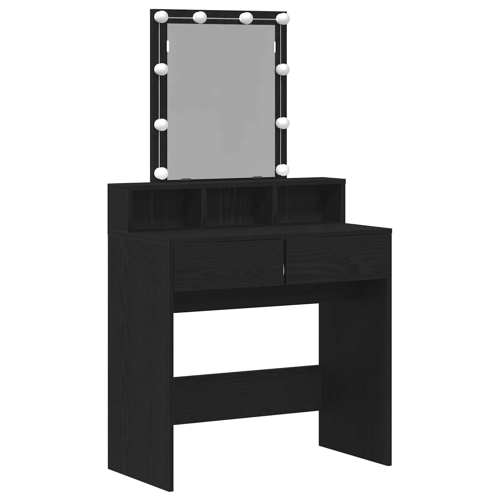 Sminkebord Svart Eik 80 X 41 X 144.5 Cm Konstruert Tre