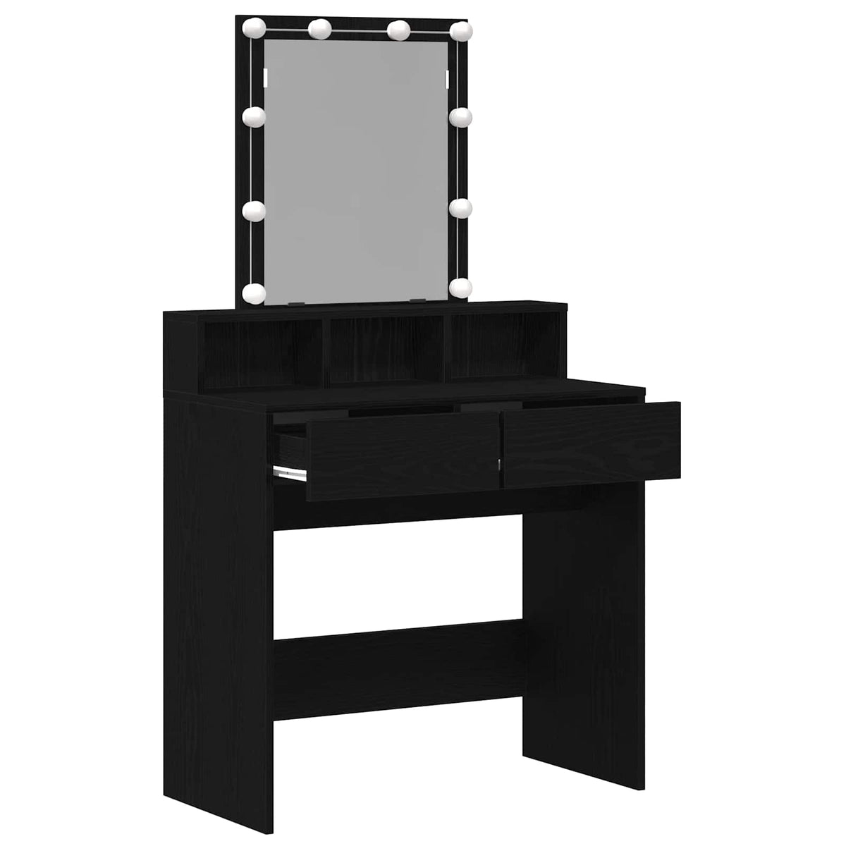 Sminkebord Svart Eik 80 X 41 X 144.5 Cm Konstruert Tre